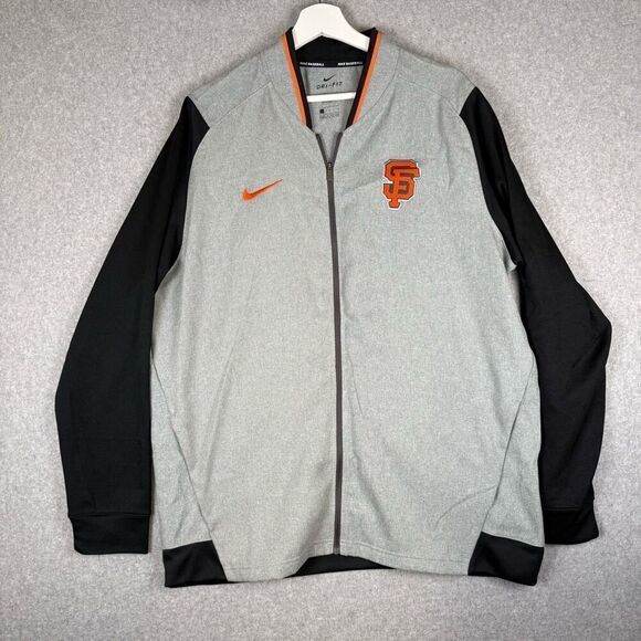 Nike Dri Fit Mens Large MLB San Francisco Giants Zip Front Jacket Gray Black - Picture 1 of 8